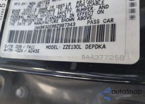 2008 Toyota Corolla Ce z USA, uszkodzony, nr VIN 1NXBR32E88Z987343